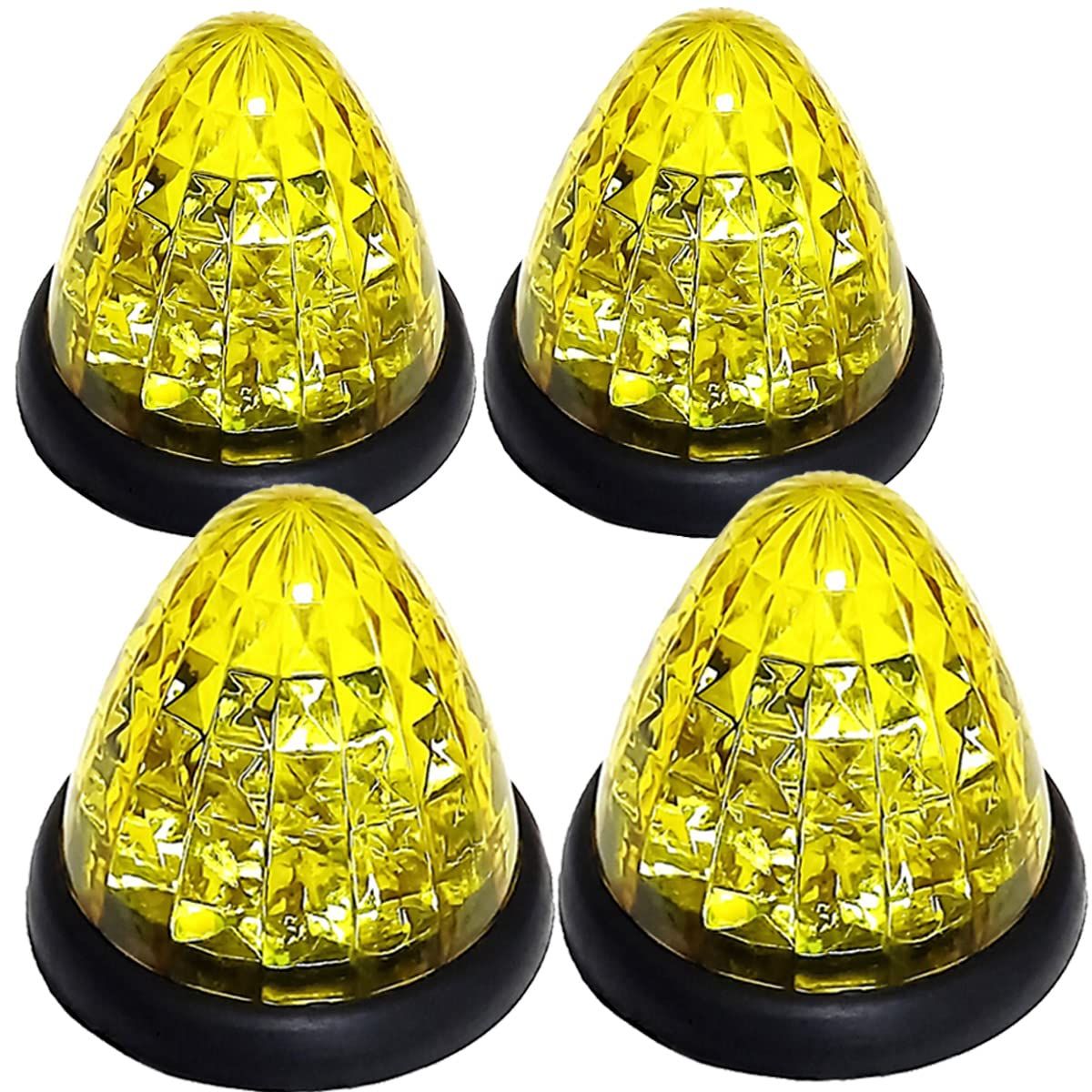 4個セット 汎用 ブルー/レッド/ホワイト/イエロー/アンバー/グリーン/ピンク 用 24V 16LED 各色 マーカー サイド LED (イエローレンズ) マーカーランプ トラック用 Customize（カスタマイズ）