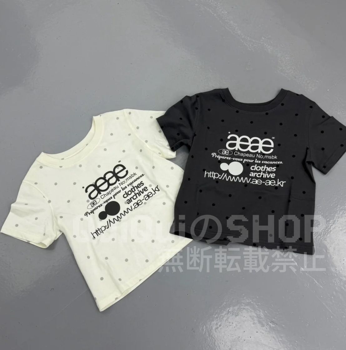 AEAE★韓国★人気★WEB LOGO DOT CROP T-SHIRTS 半袖 ロゴ 水玉 AEAE☆韓国☆人気☆WEB LOGO DOT CROP T-SHIRTS 半袖 ロゴ 水玉