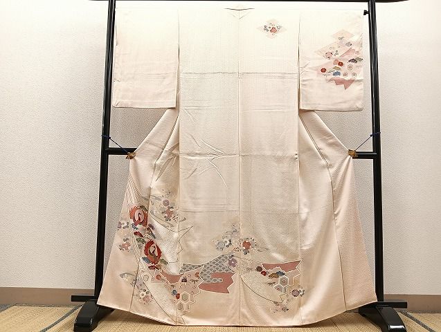 平和屋着物□訪問着 刺繍 扇面舞鶴花文 正絹 逸品 BAAK9373yc - メルカリ