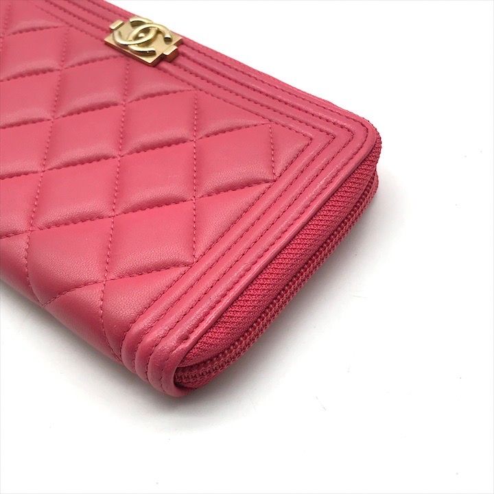良品 CHANEL シャネル ボーイシャネル ラムスキン 長財布 ウォレット  