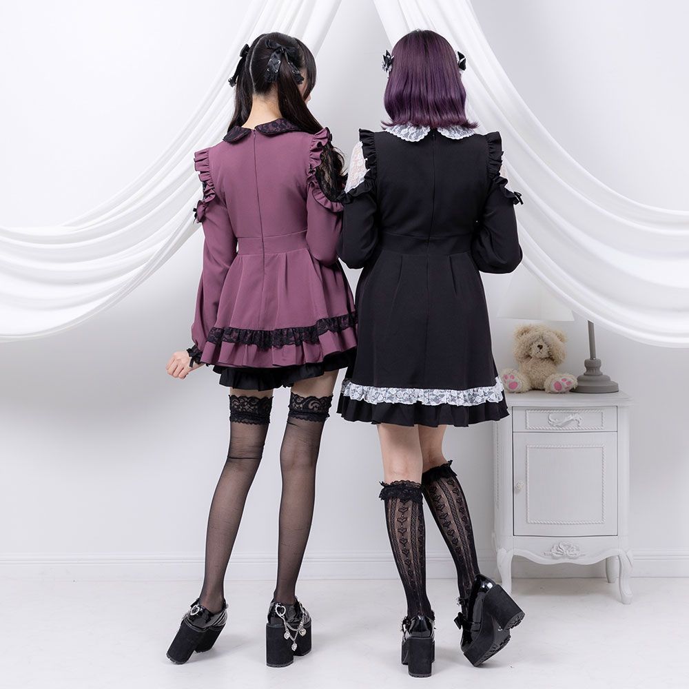 夢展望公式 [新品未使用] キラキラビジューレースフリルワンピ