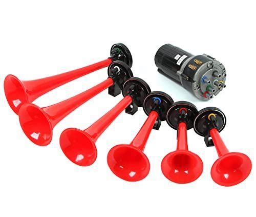 6連ミュージックエアホーン（ゴッドファーザー）レッド12V車用