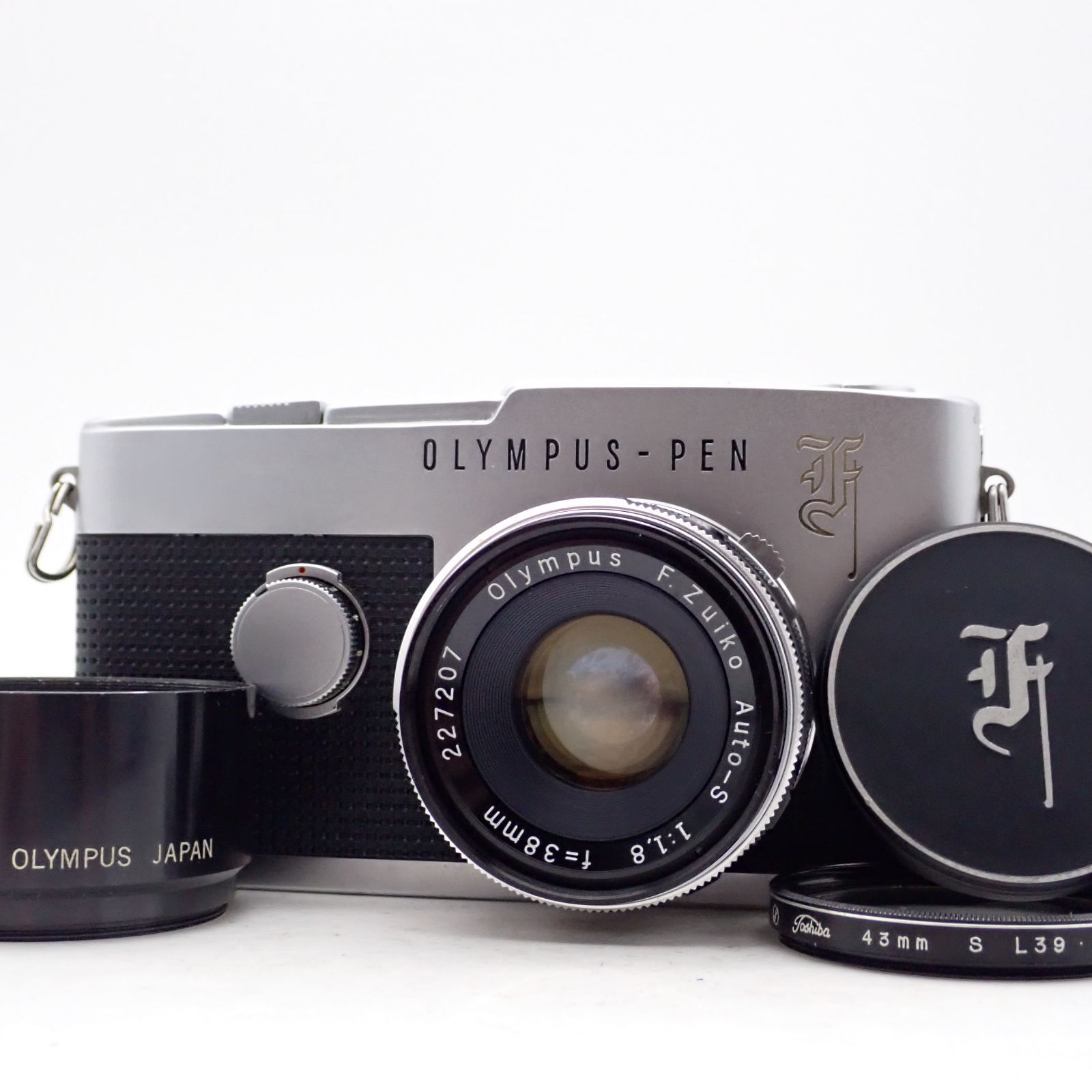 OLYMPUS Pen F 一眼レフフィルムカメラ ハーフフレイム 279955 F.ZUIKO Auto-S 38mm f1.8 標準 単焦点 マニュアル オールドレンズ 227207