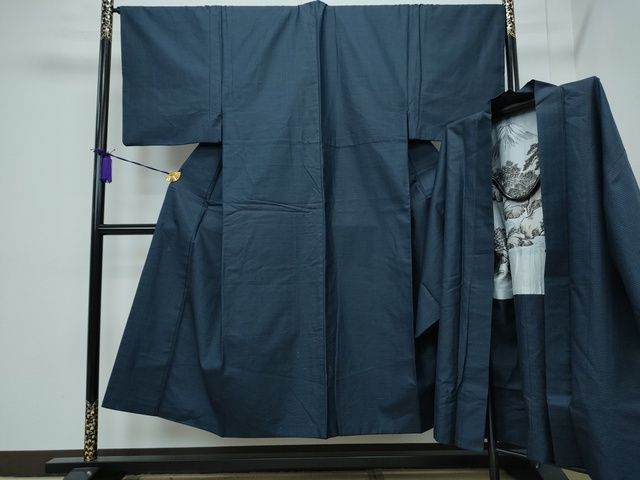 平和屋着物男性　お召　アンサンブル　逸品　CAAI5611th