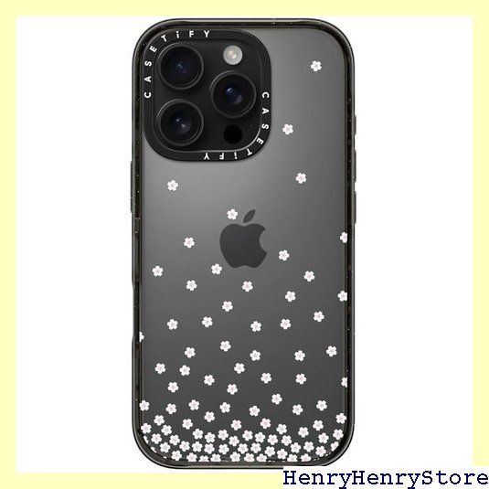 CASETiFY インパクト iPhone 16 Pro ケース スリム 2.5mの落下試験をクリア MIL規格4倍相当 ワイヤレス充電に対応 - Sakura Rain - クリア ブラック 1958