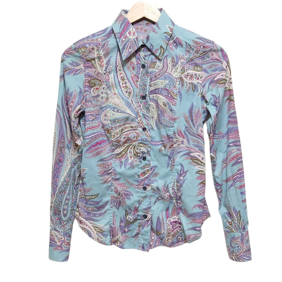 ETRO エトロ 長袖シャツブラウス サイズ38 S レディース - ライトブルー×パープル×マルチ ペイズリー柄