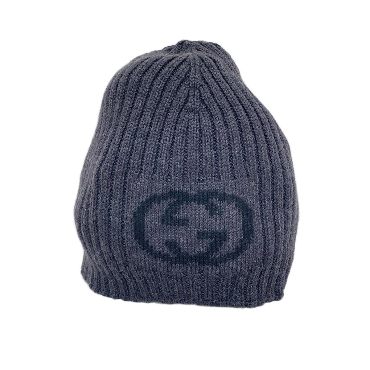 GUCCI グッチ ニット帽 20cm - 270501 ダークグレー×黒 ウール