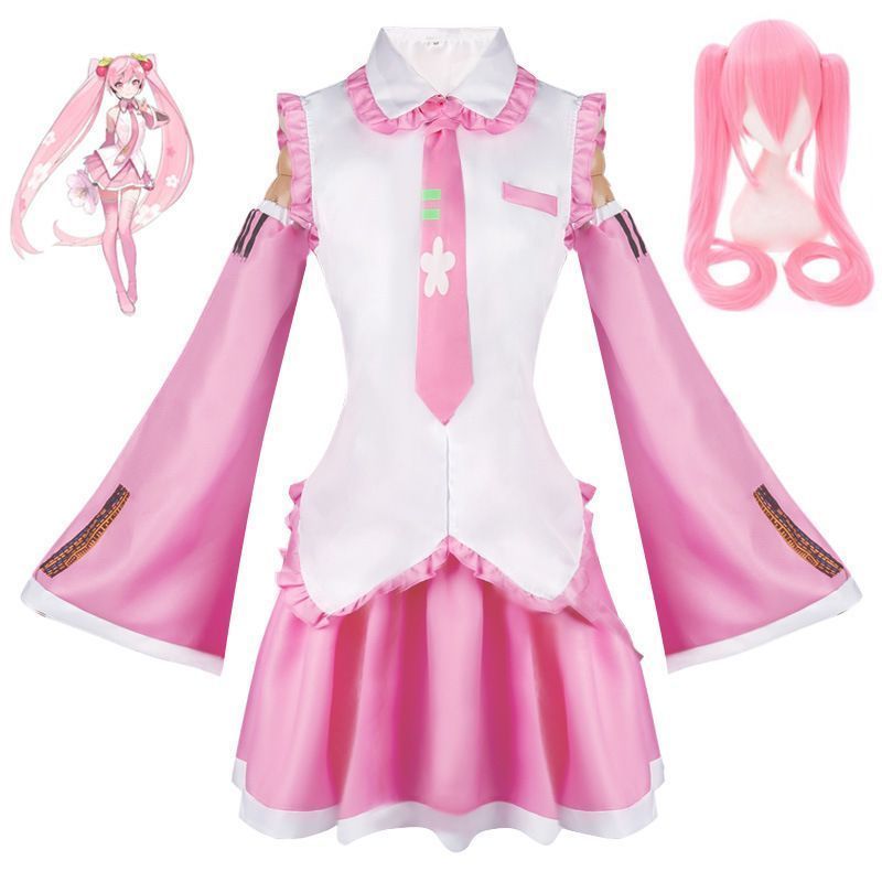 桜初音ミク コスプレ衣装 初音ミク 桜発少女 ハロウィン服装 ロマンチック パーティーウィッグ付き コスチューム 仮装 イベント用 人気アニメ キャラクター イベント 仮装 パーティー用