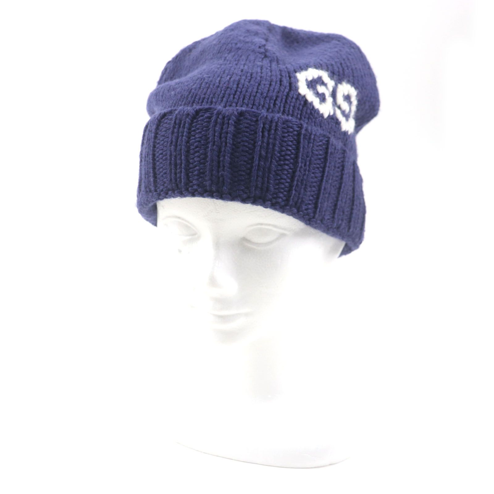 美品▽GUCCI グッチ 602886 GG LOGO KNIT BAENIE ウール100