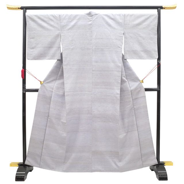 野蚕糸 着物 リサイクル 袷 タッサーシルク 紬 正絹 ブルーラベンダー 霞 カジュアル 春 秋 冬 着物 つむぎ 薄灰紫 パールトーン加工済み 仕立て上がり 身丈166 裄丈68.5 Lサイズ みやがわ sb16416