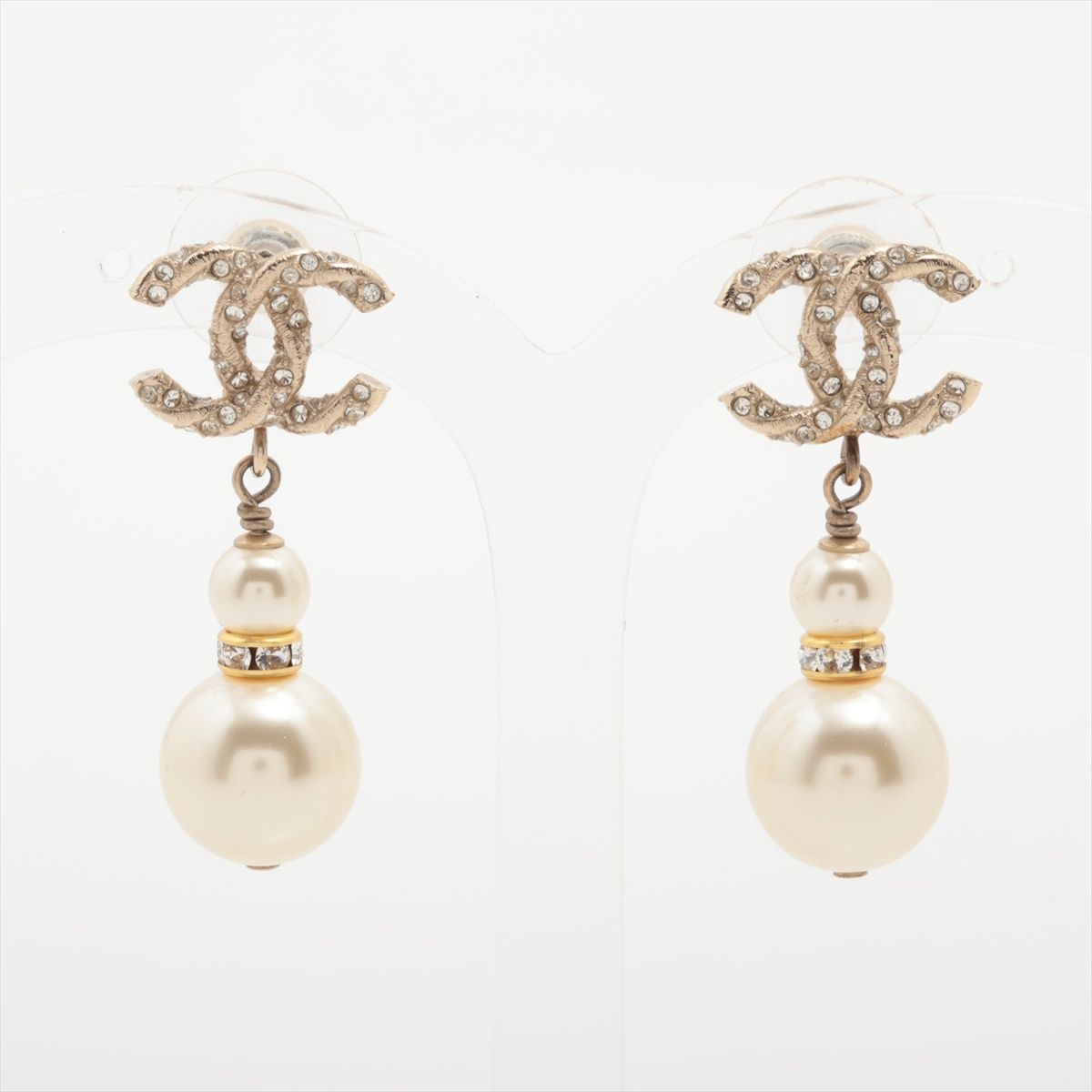CHANEL|シャネル ココマーク ピアス ラインストーン イミテーションパール