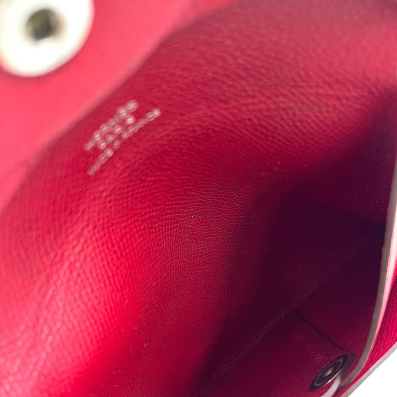 HERMESレザーコインケース バスティア レッド 美品 HERMES バスティア エブリン コインケース Y刻印 レザー レッド