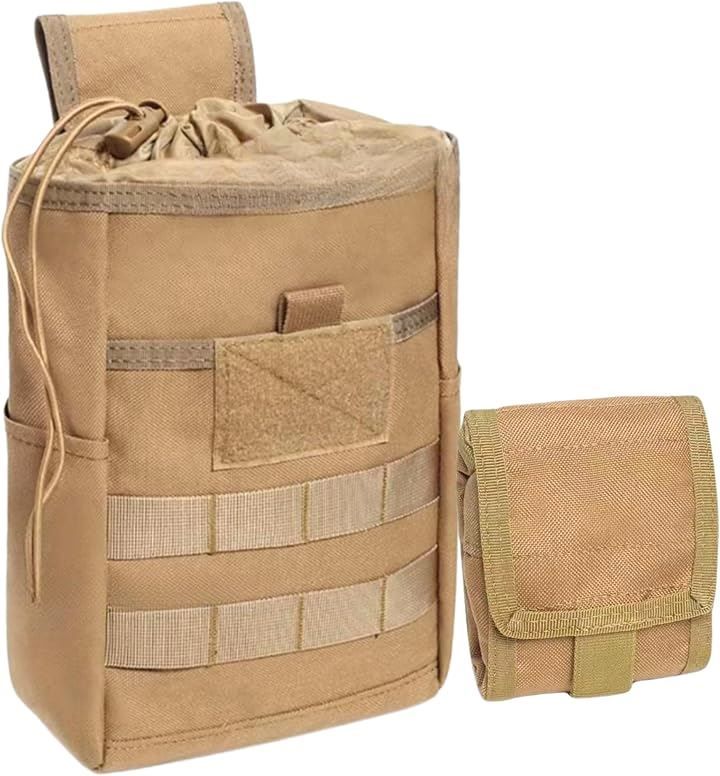 グランローバ ダンプポーチ 腰袋 折り畳み 小型 モール タクティカルポーチ ミリタリーポーチ 多目的ポーチ サバゲー モールシステム タクティカルギア(カーキ，  小型)