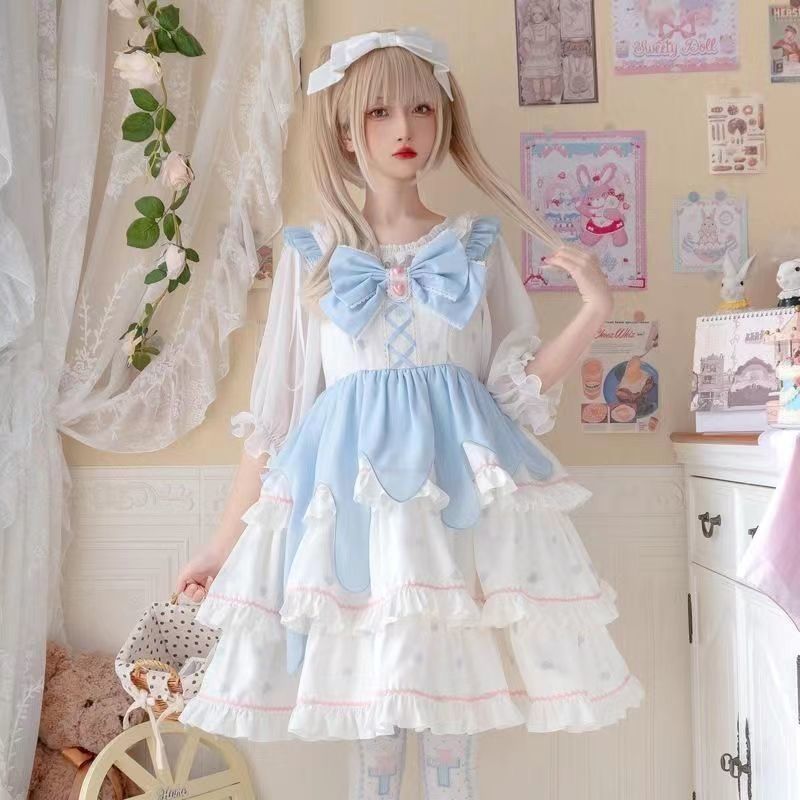 かわいい甘めデザイン レディース ロリータジャンパースカート 吊りスカート ヘアアクセサリー 2025年人気作品 フリーサイズ