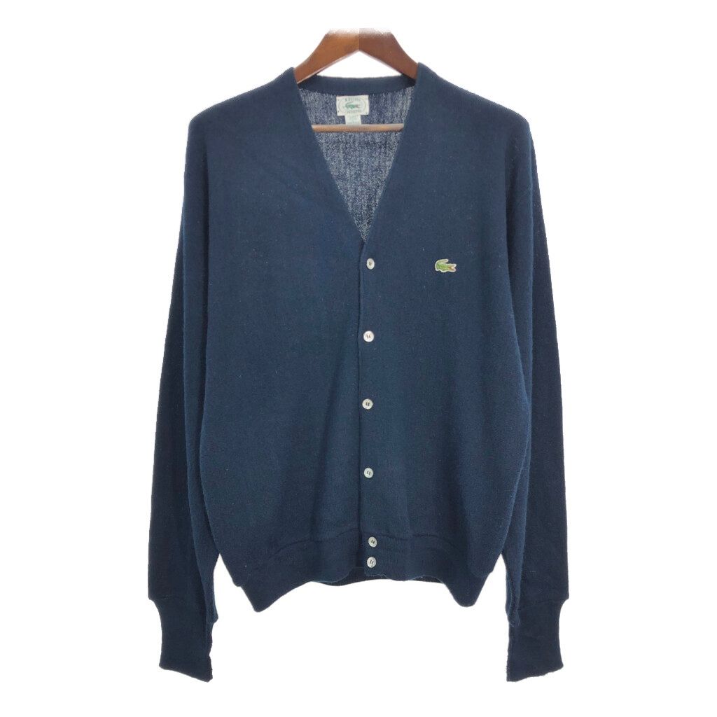 90s 貴重！USA製 IZOD LACOSTE ニット カーディガン 青 古着 90年代 USA製 IZOD LACOSTE アイゾッド ラコステ アクリル