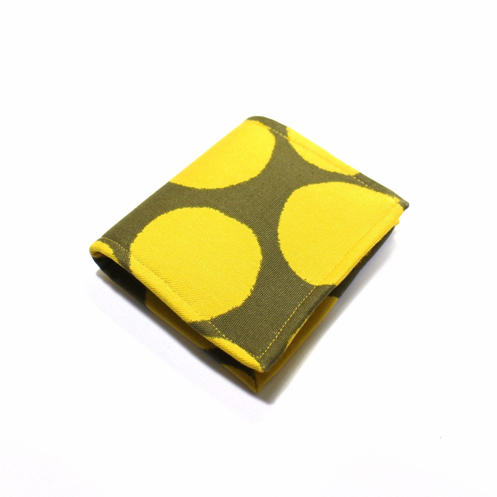 カラーオーダー可 シンプルミニ財布 北欧柄 ドット カーキー×黄 - 財布