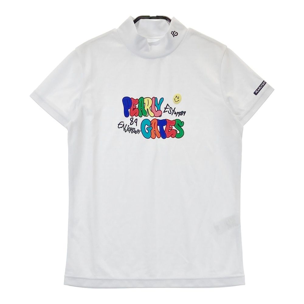 サイズ 1 PEARLY GATES パーリーゲイツ 2025年モデル ハイネック 半袖Tシャツ ニコちゃん ホワイト系 240101532682 ゴルフウェア レディース ストスト