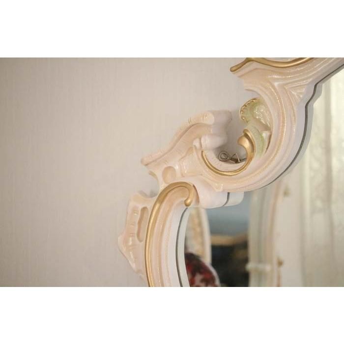 ロココ調 壁掛けミラー ワイドミラー 鏡 完成品 猫脚 姫家具 【公式通販】