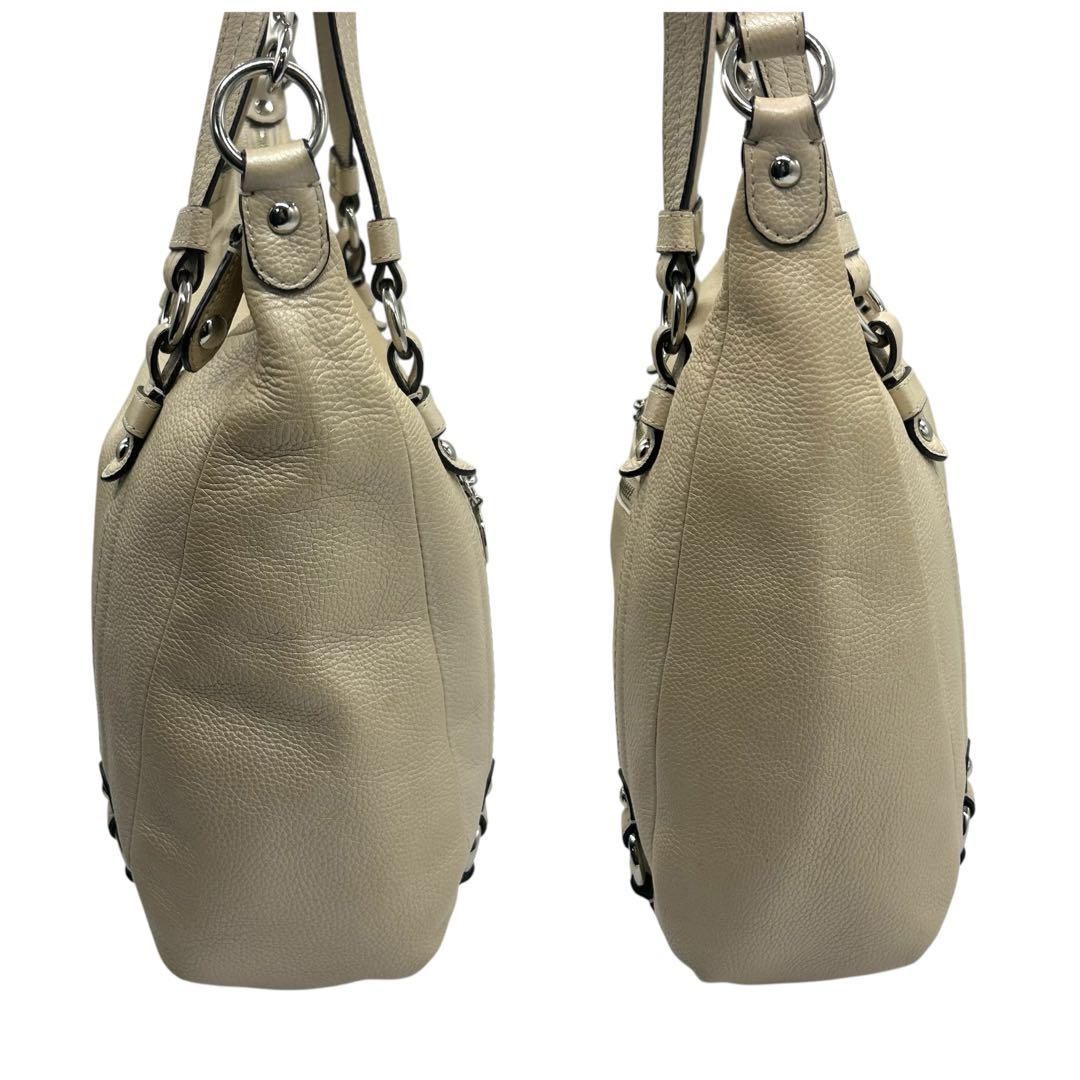 良品 1047 Coach トートバッグ 2way レザー シボ革 ベージュ