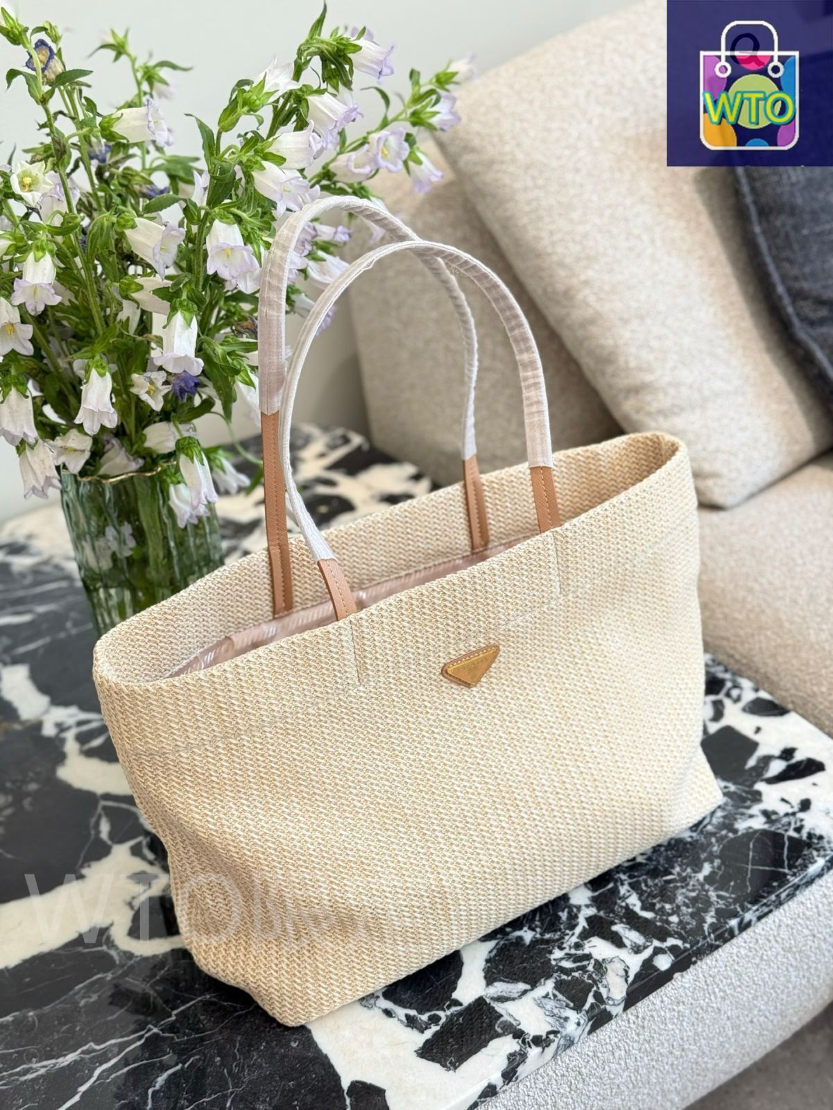 プラダ　バッグ 今日WTO】Prada プラダ 草編みショッピングバッグ（40cm）-WTO