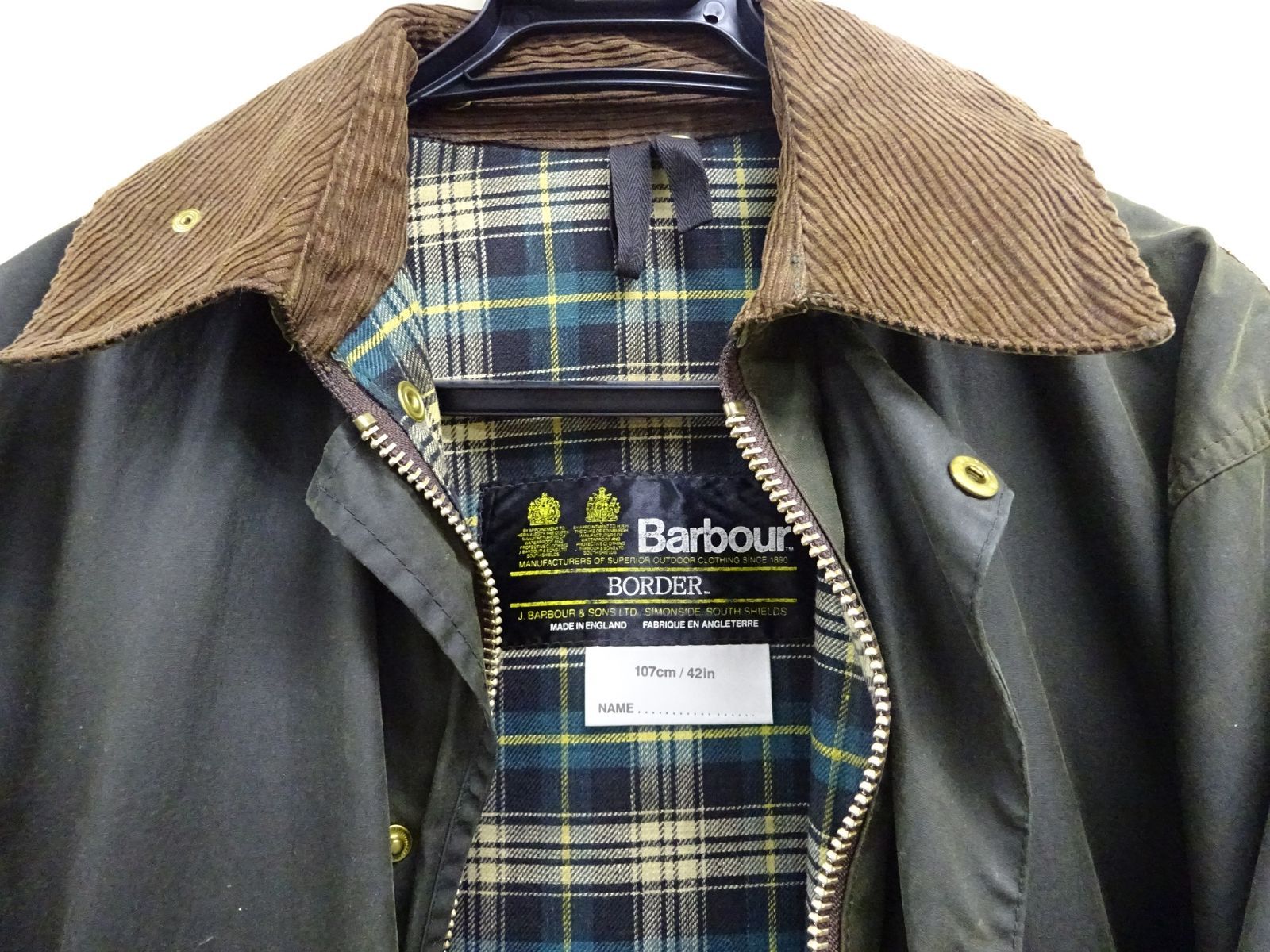 size-c42Barbour バブアー border ボーダー 2クラウン c42 棒ジップ ...