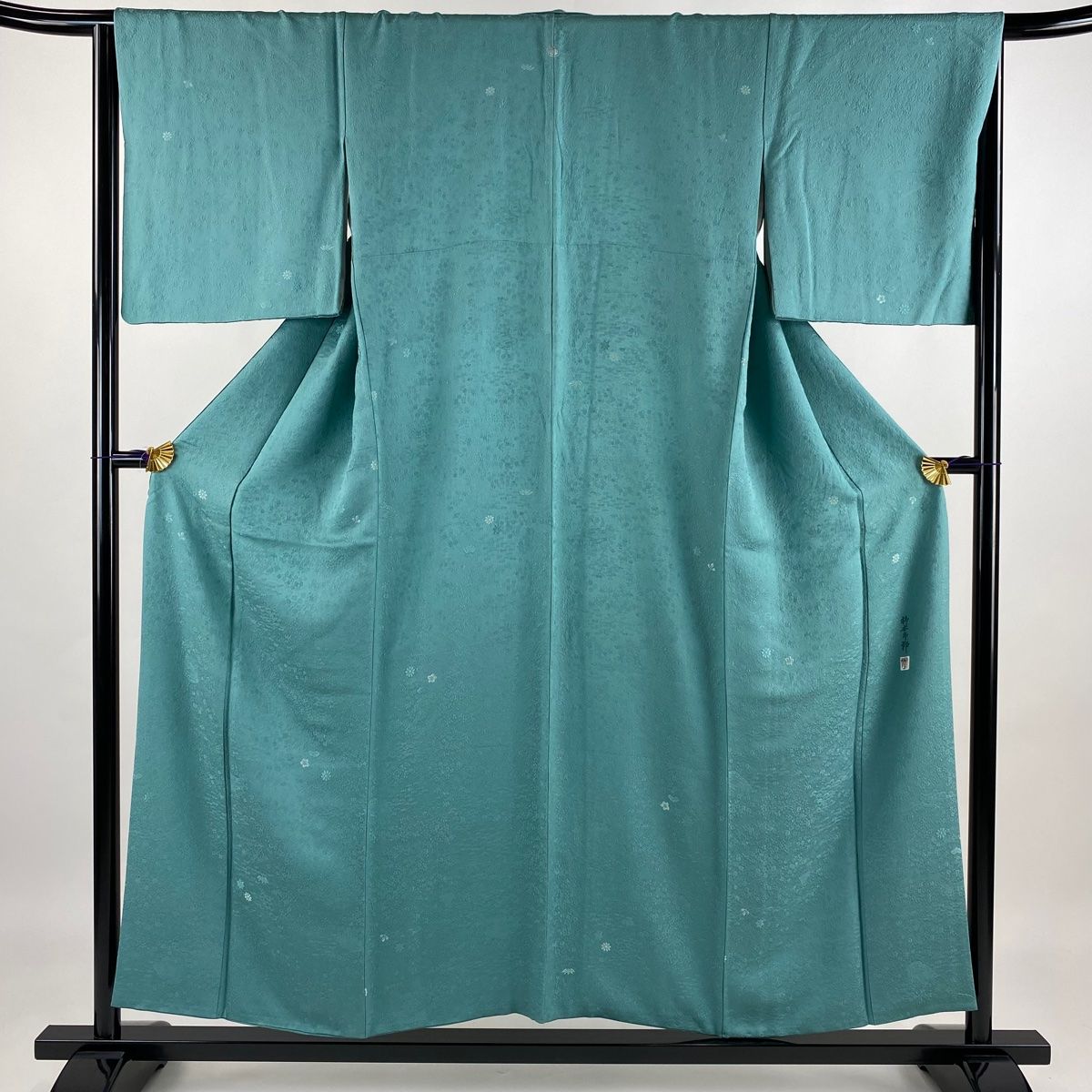 未使用 柿本市郎 茶屋辻?模様 一つ紋 飛び小紋 袷 色無地 正絹