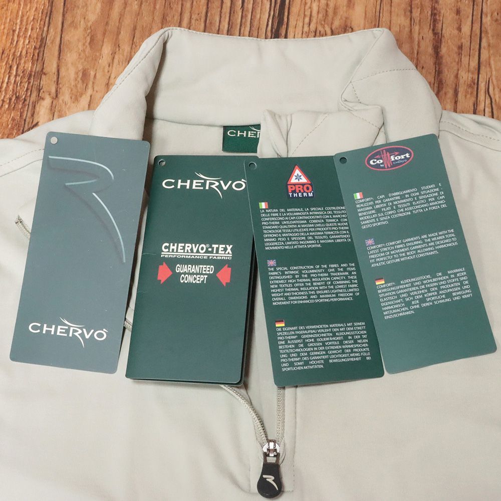 CHERVO 48サイズ ハーフジップ シャツ TROOP 吸湿速乾 ストレッチ ゴルフウェア 長袖 シェルボ 緑グレー md124 LLC-HASEGAWATOSO_COM