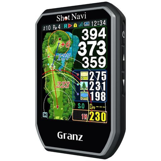 ShotNavi ショットナビ GranzBKゴルフGPSタッチパネルどでか文字超軽量54g日本製最新鋭GPSチップ搭載みちびきL1S対応競技モード高低差充電式