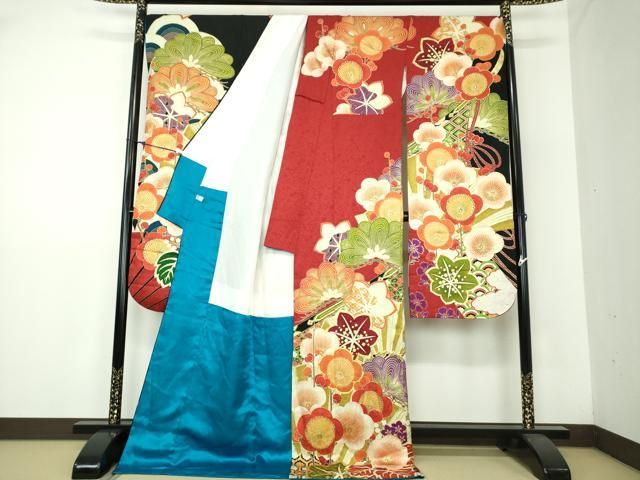 平和屋着物●豪華振袖 池田美優 駒刺繍 舞扇吉祥花文 金彩 正絹 DAAY1502ps