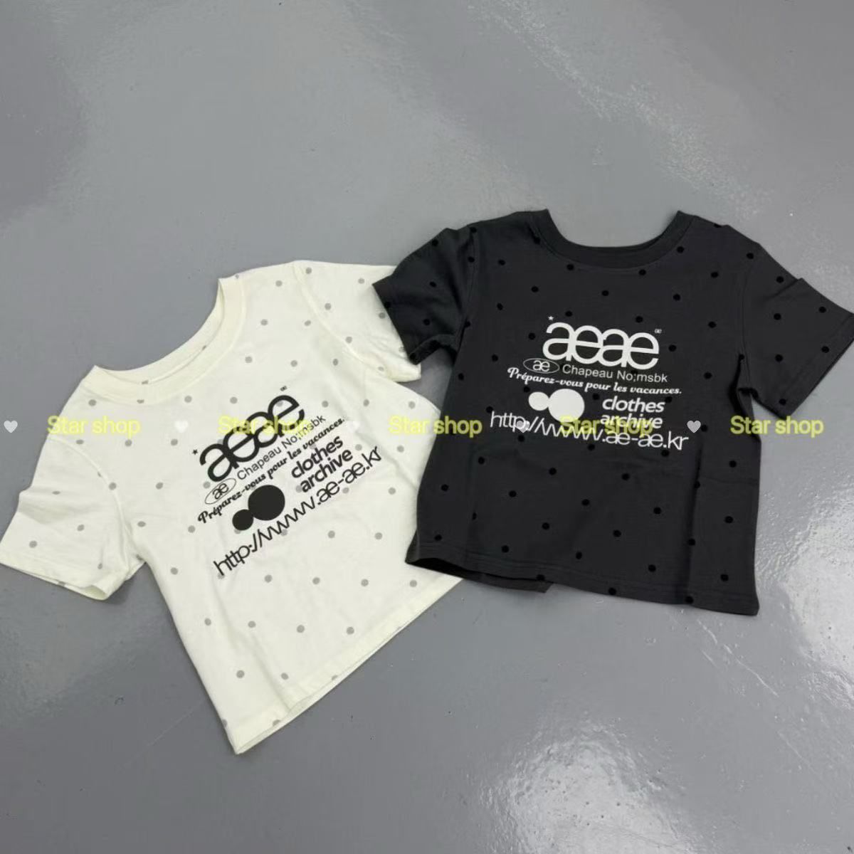 WEB LOGO DOT CROP T-SHIRTS [CREAM] – aeae JAPAN