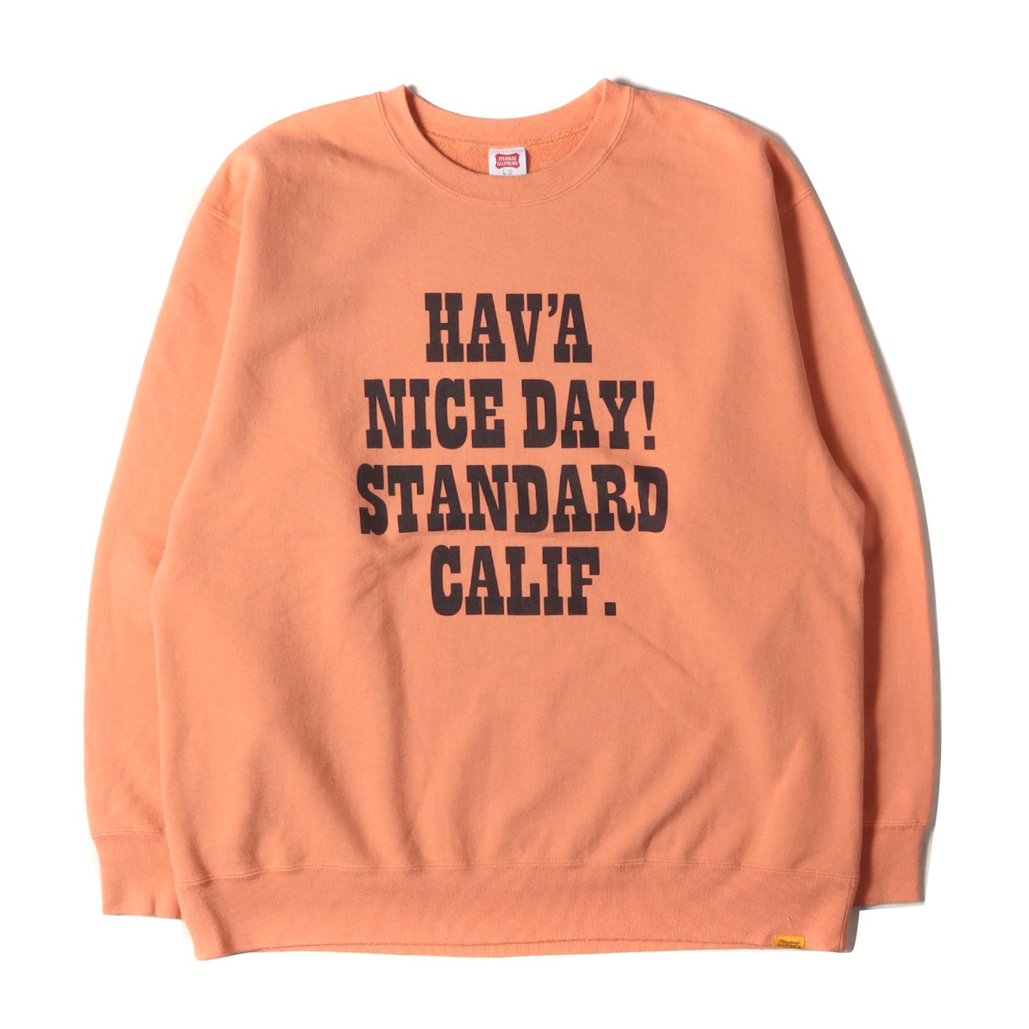 STANDARD CALIFORNIA スタンダードカリフォルニア スウェット サイズ:L 23SS ロゴ スウェットシャツ SD US Cotton H.N.D. Logo Crew Sweat ライトオンス 染み込みプリント オレンジ 日本製