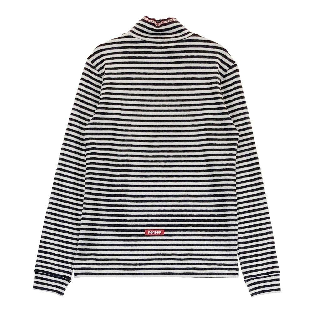 サイズ：0 PEARLY GATES パーリーゲイツ  ハイネック 長袖Tシャツ ボーダー柄 ホワイト系 [240101428378] ゴルフウェア レディース ストスト サイズ：0 PEARLY GATES パーリーゲイツ ハイネック 長袖Tシャツ