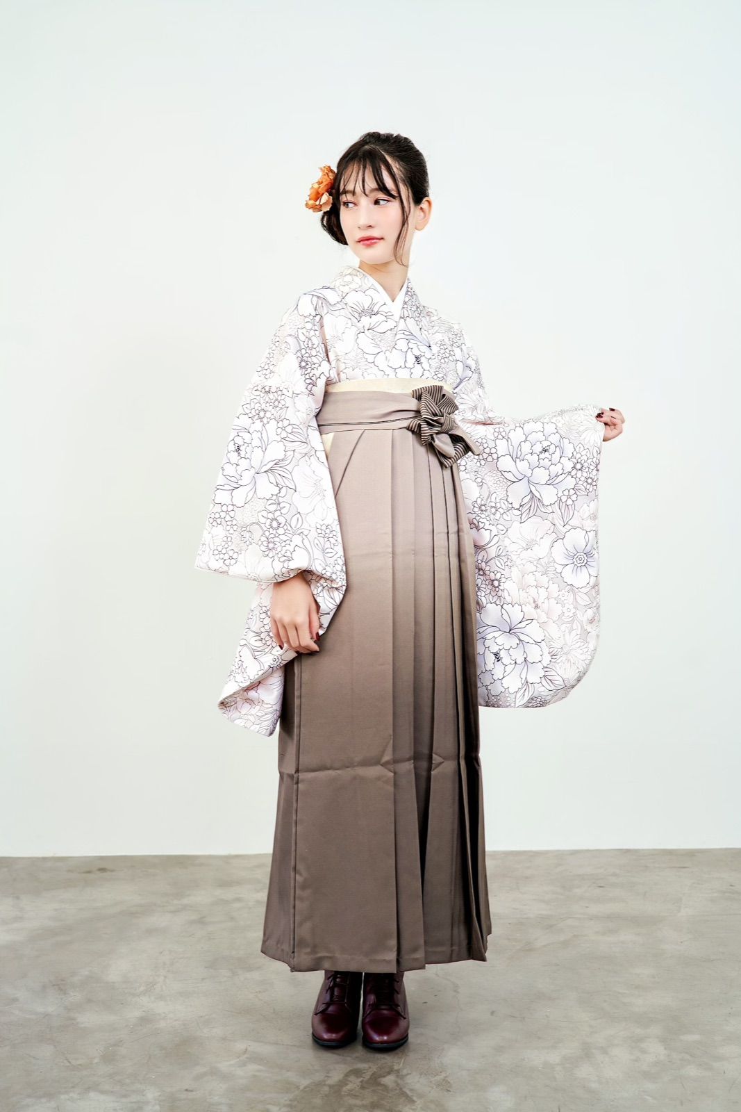 着物ジェンヌ 卒業式袴 袴3点セット グレージュ 袴 卒業式 二尺袖 着物