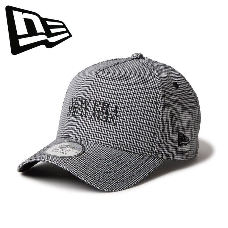 25秋冬 ニューエラ NEW ERA メンズ レディース (ユニセックス) 9FORTY A-Frame Houndstooth NEW ERA NEW YORK ブラック | ゴルフ 14669122 帽子 キャップ サイズ調整可能 平ツバ