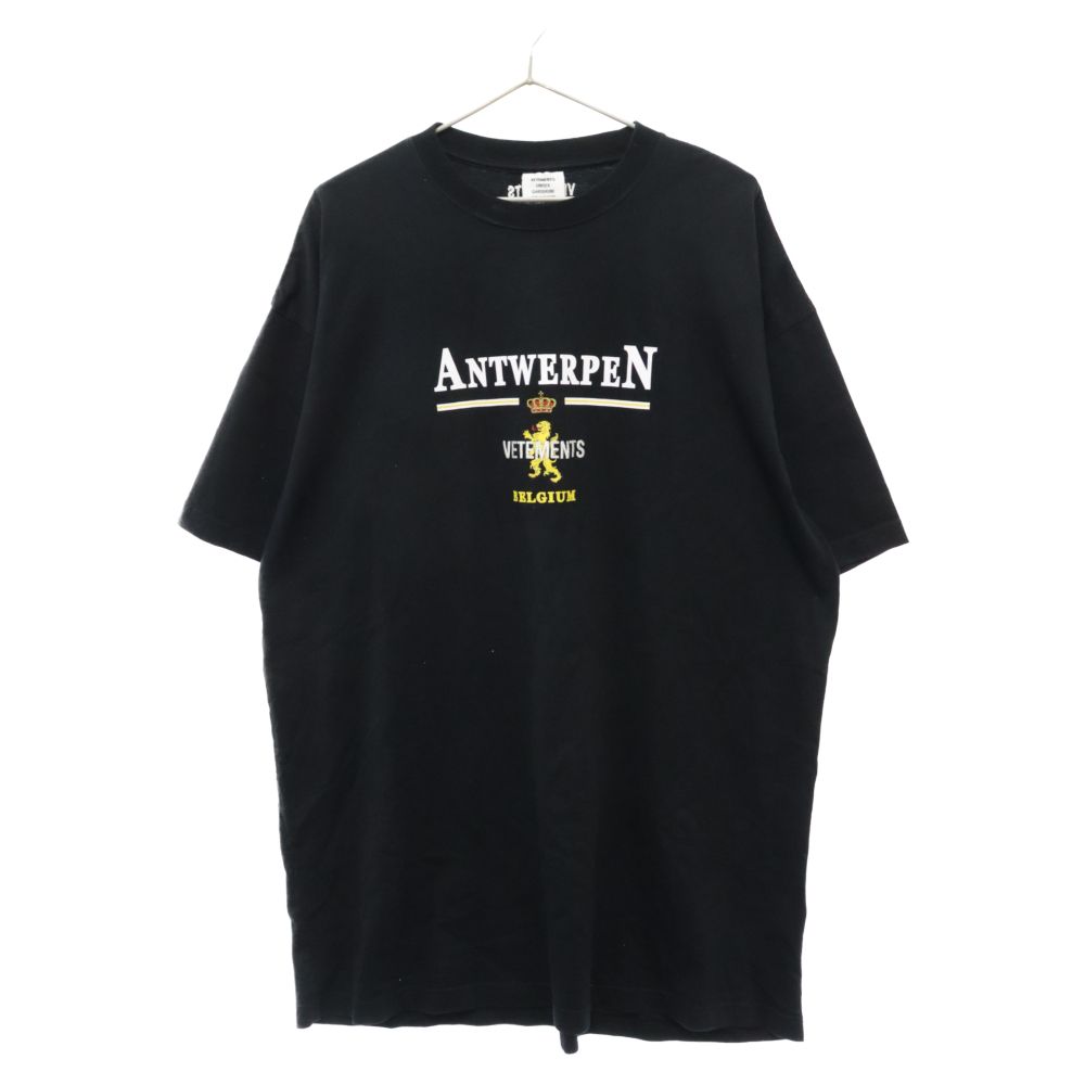 VETEMENTS ヴェトモン 21SS ANTWERP LOGO T-shirt アントワープロゴ半袖Tシャツ UE51TR430B ブラック
