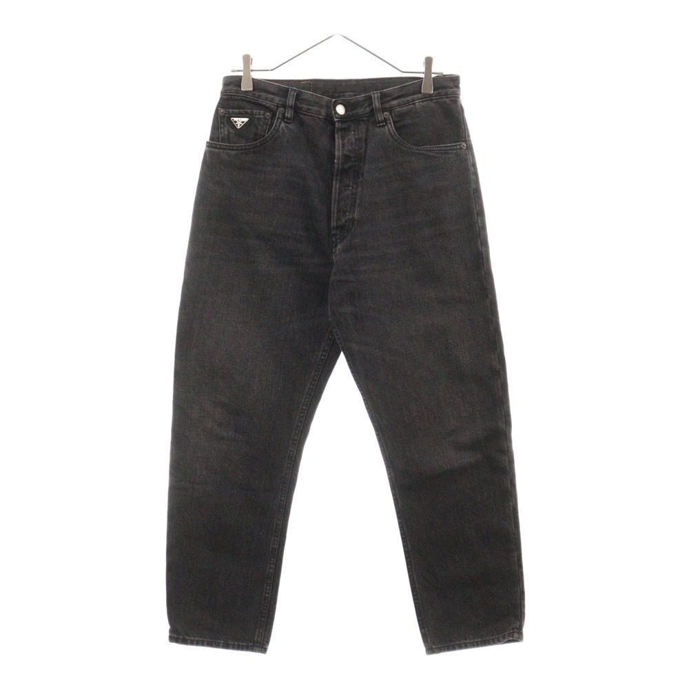 Jane Prada プラダ プレートロゴ デニムパンツ Black PRADA (プラダ) 23SS トライアングル ロゴ プレート デニム