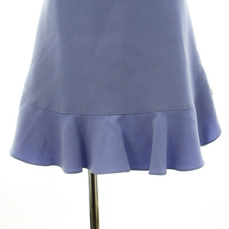 ミュウミュウ miumiu フレアスカート ひざ丈 裾フリル 36 XS 青 ブルー  