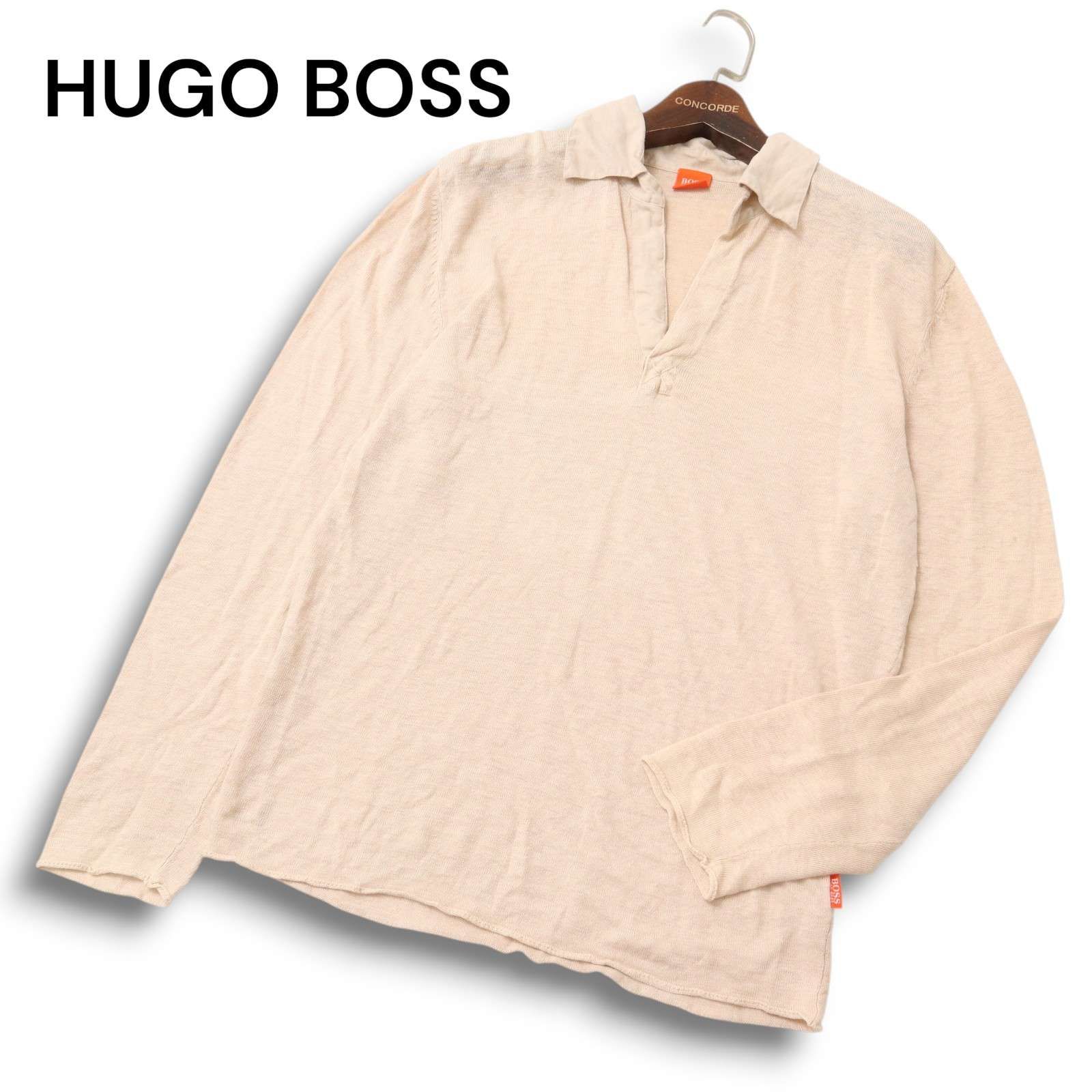 HUGO BOSS ヒューゴボス リネン 麻100% 半袖シャツ 白 XL リネンシャツ 
