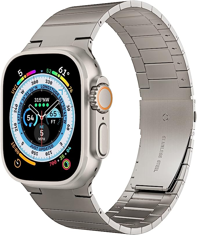 Pentdo] コンパチブル Apple Watch バンド 49mm ステンレス製 Apple Watch Series Ultra 対応  アップルウォッチ 用交換ベルト iWatch 用バンド Apple Watchアクセサリー 長さ調整器具付き シルバ 