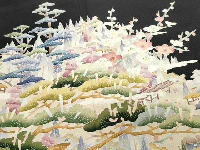 平和屋着物○本加賀友禅作家 染元千紅代表 寺西一紘 黒