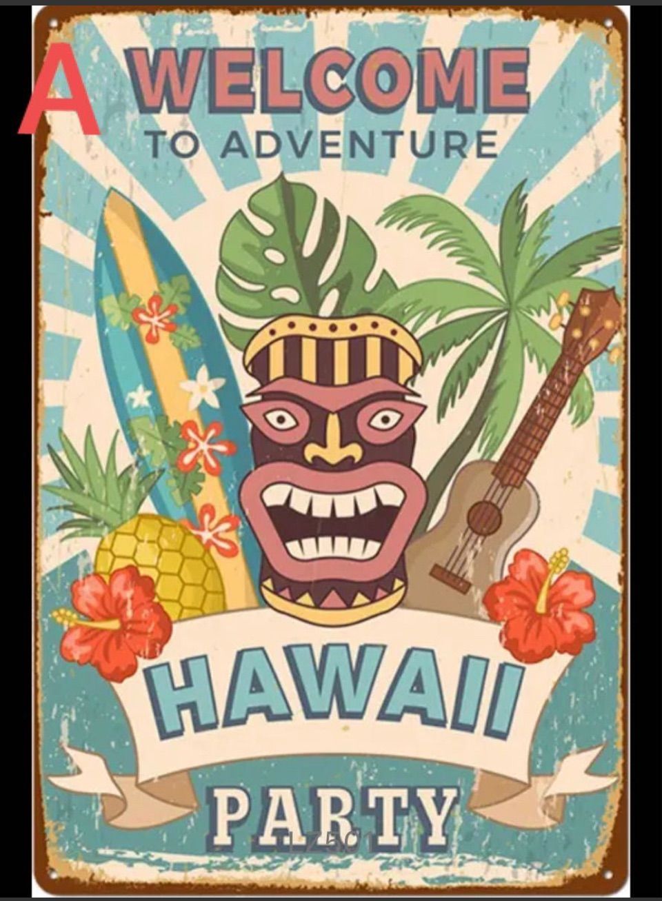 新作グッ新作グッ海外製品 アンティーク風 ブリキ看板 Tiki Bar Hawaii A4版 その他