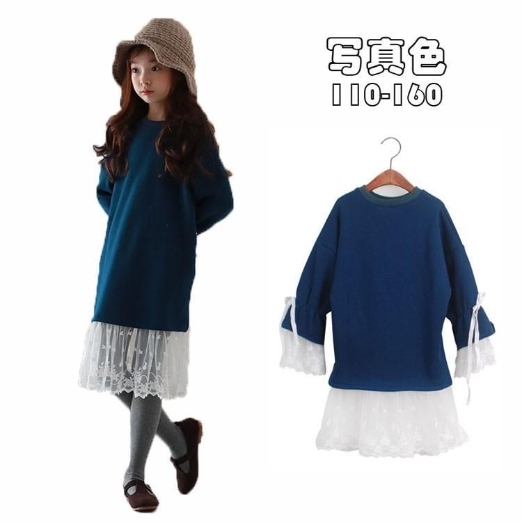 子供服 ワンピース キッズ 女の子 長袖 秋冬 小学生 DRESS おしゃれ ジュニア カジュアル 厚手 通学着 裏起毛 韓国子供服 暖かい 女児 可愛い 切り替え キッズ  nee3u015436