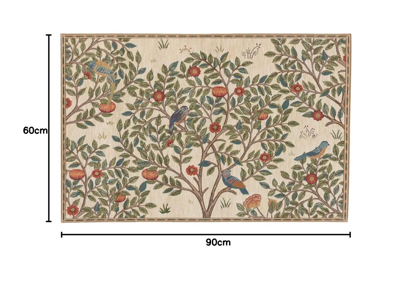 川島織物セルコン Morris Design studio モリスデザインスタジオ マット ケルムスコットツリー アイボリー 60X90cm FH1711A