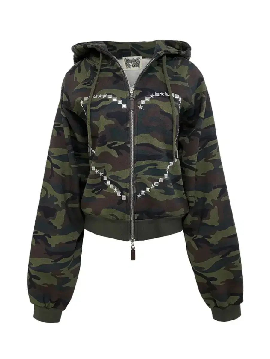 EXPIRED GIRL ハート スタッズ フーディー ジップアップ カモ