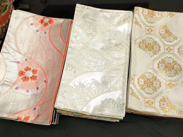 平和屋本店□袋帯 西陣 まとめて100点 向かい鶴 人物 蝶 更紗 花柄 宝
