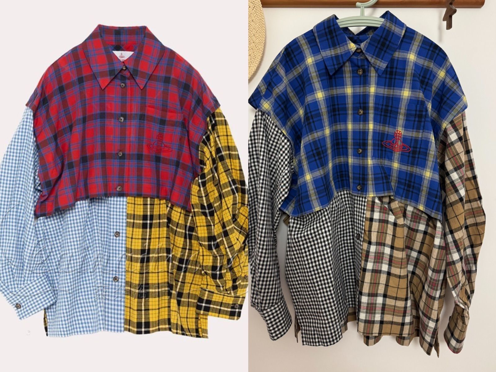 viviennewestwoodチェックブロッキング ディタッチャブルシャツ