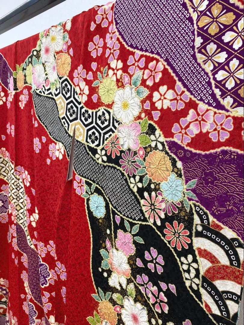 振袖 桐屋 翠山工房 絞り 銀通し 辻が花 身丈173cm 撥水加工済 翠山工房・桐屋【特選本手加工友禅絞り振袖◇辻ヶ花】銀通し 水色 青