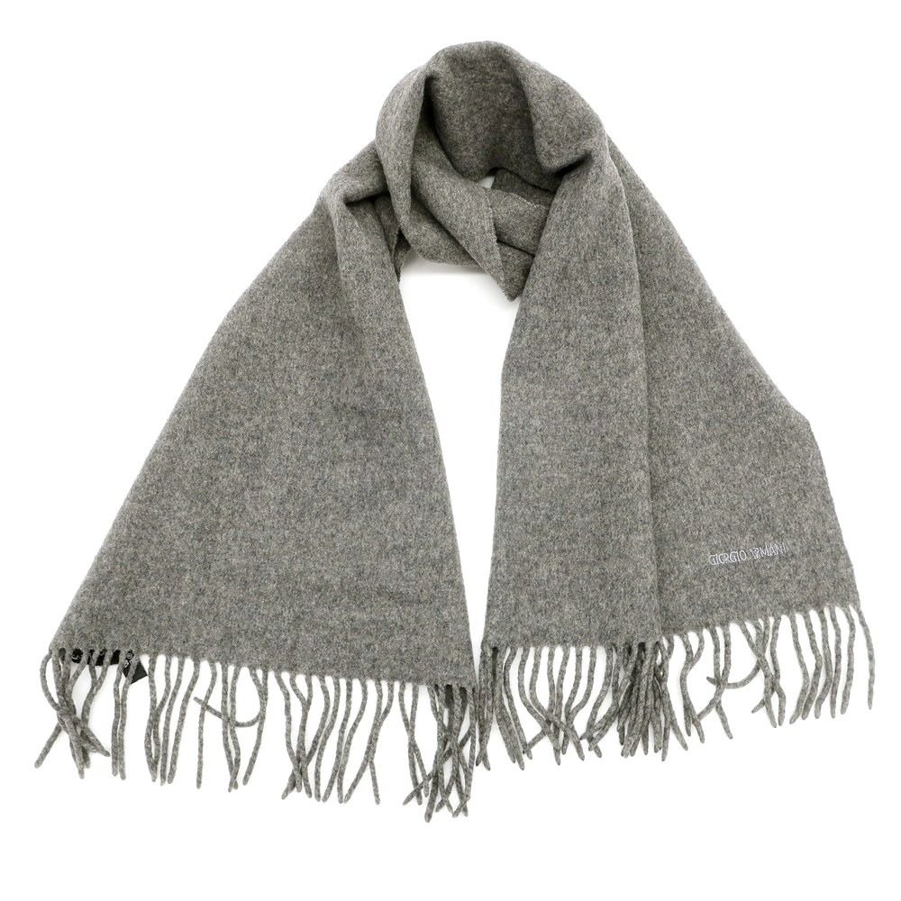 【未使用品】Giorgio Armani ウールマフラー グレー ジョルジオアルマーニ マフラー 未使用品】Giorgio Armani ウール