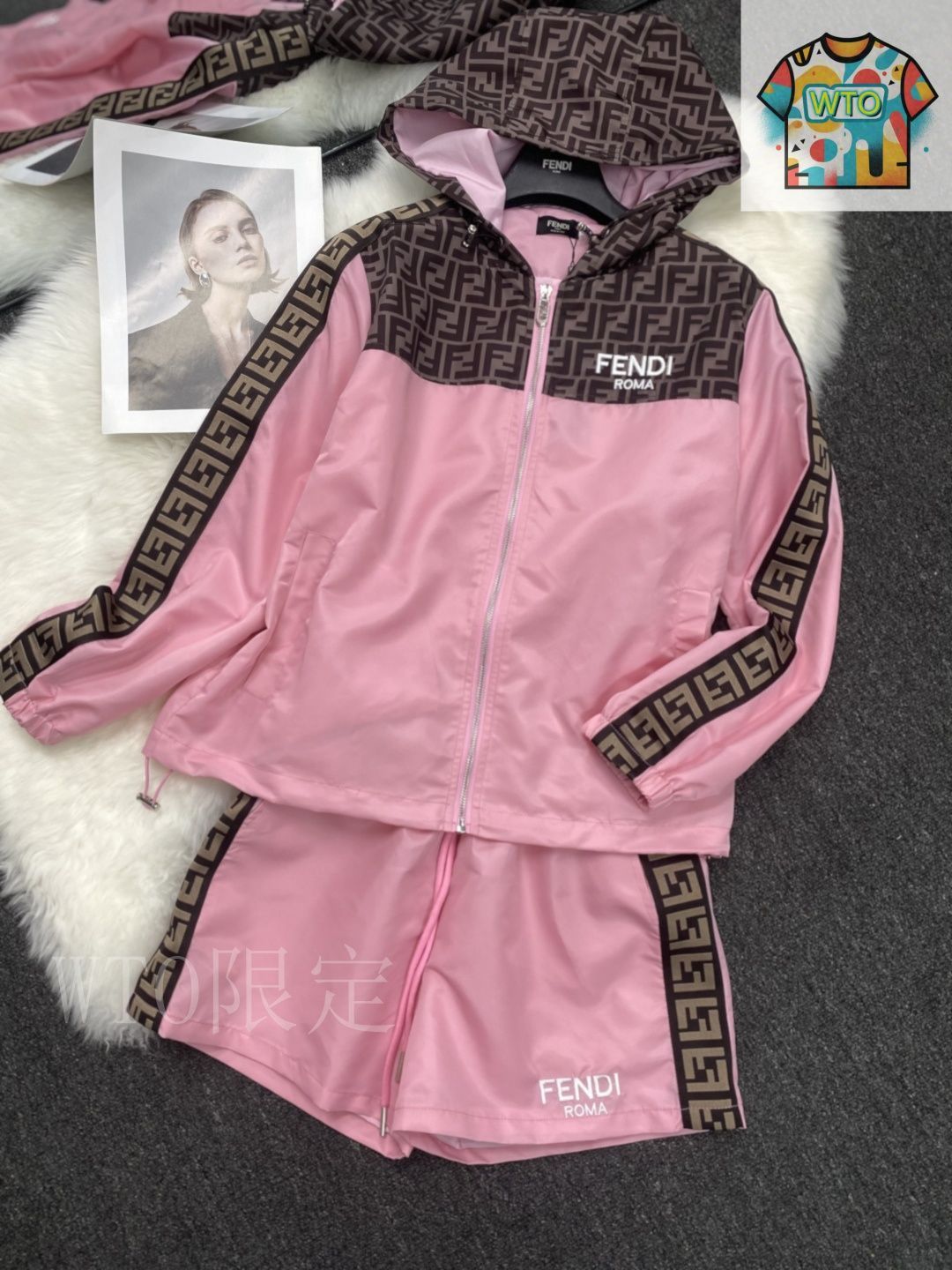 今日特価】Fendi Hooded Jacket & Shorts Set ニロンセット-1