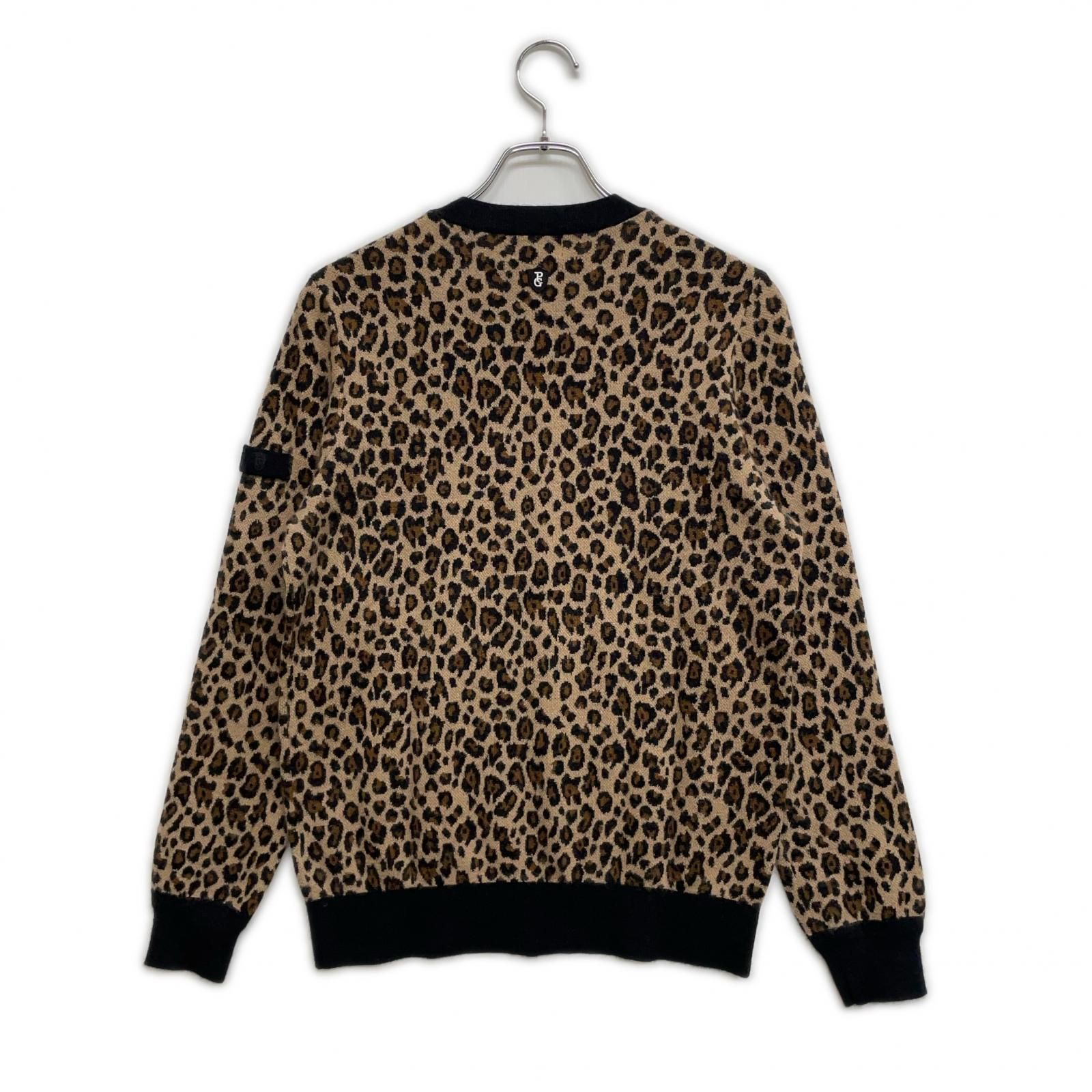レディース パーリーゲイツ PEARLY GATES セーター 2 L 茶系 ブラウン カシミヤ混 防寒 クルーネックニット ヒョウ柄 レオパード
